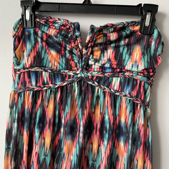 YDE Multi Coloured Abstract Strapless Maxi Dress with Braided Detail Size Medium - Picture 5 of 11